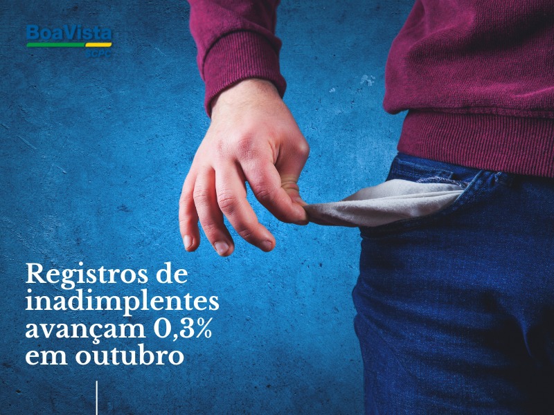 Notícia: REGISTROS DE INADIMPLENTES AVANÇAM 0,3% EM OUTUBRO